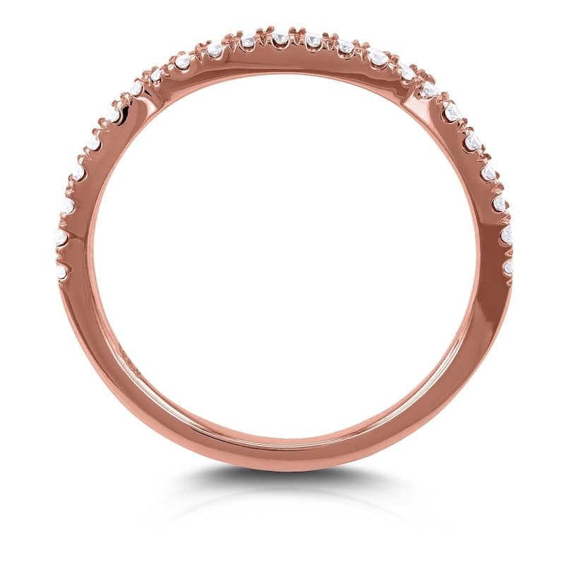 Annello by Kobelli 14k Gold 1/5ct TDW Diamond Shadow Band Wedding Ring - Pink