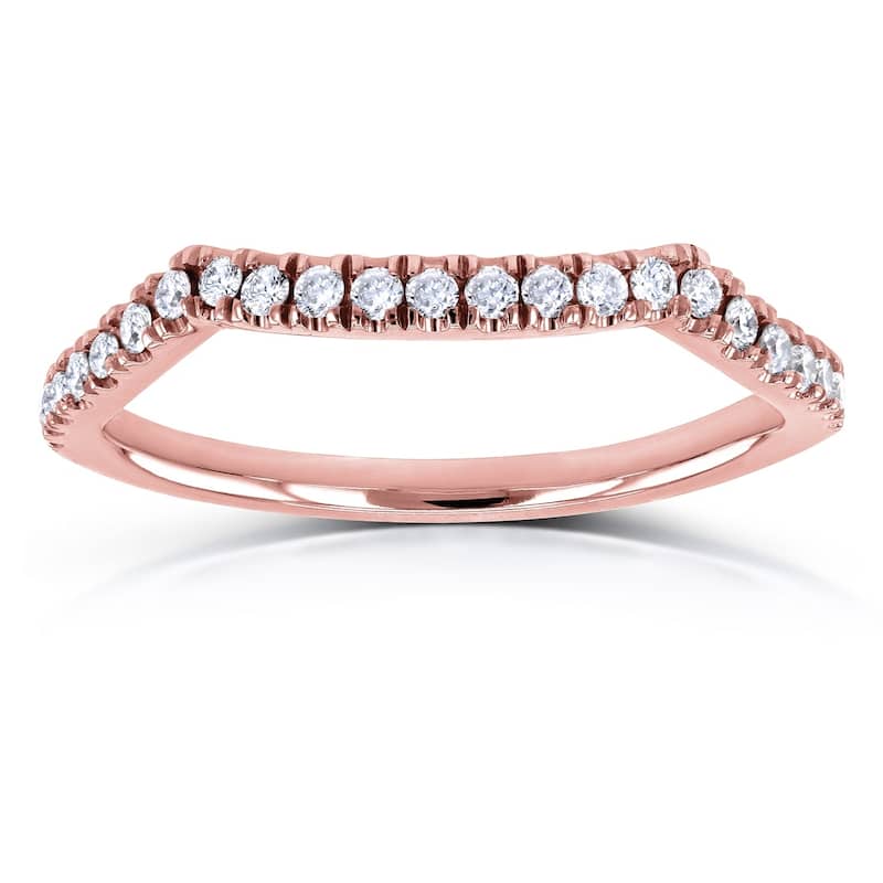 Annello by Kobelli 14k Gold 1/5ct TDW Diamond Shadow Band Wedding Ring - Pink