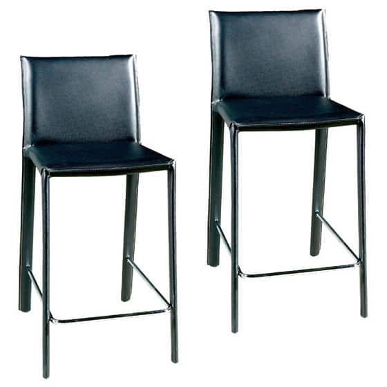 Crawford Black Leather Counter Height Stool (Set of 2)