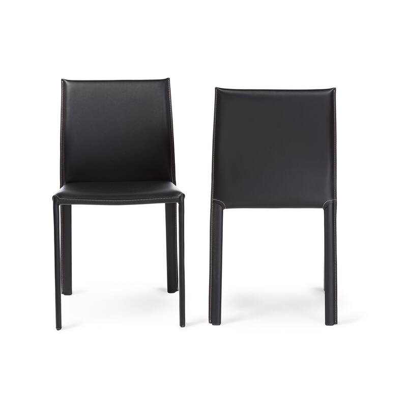 Modern Black Faux Leather Dining Chair 2-Piece Set by Baxton Studio