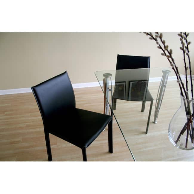 Modern Black Faux Leather Dining Chair 2-Piece Set by Baxton Studio