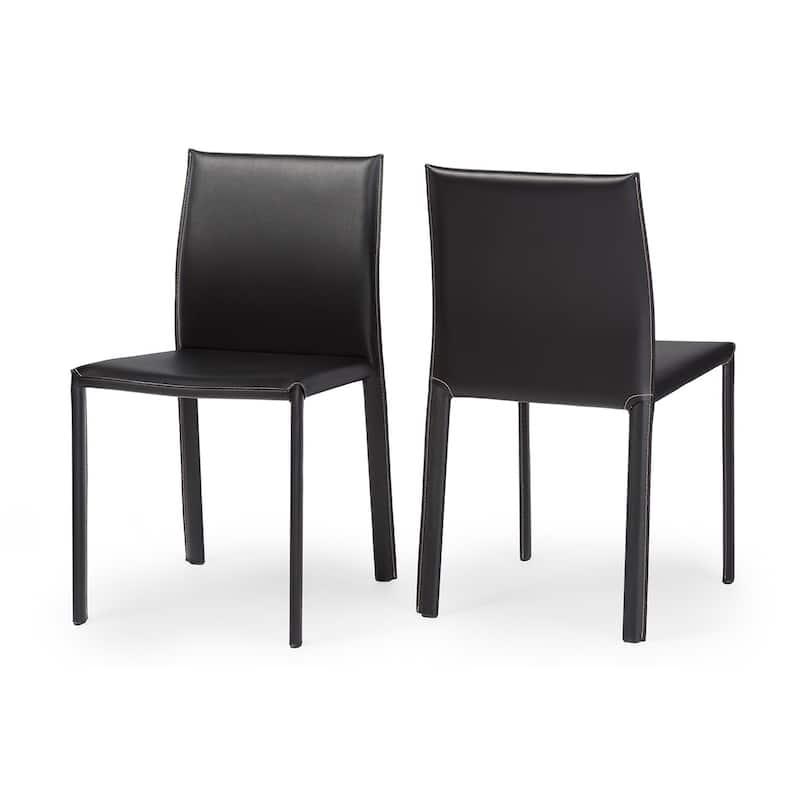 Modern Black Faux Leather Dining Chair 2-Piece Set by Baxton Studio