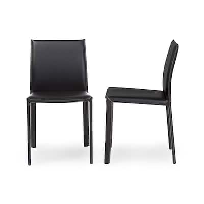 Black Burridge Leather Dining Chair (Set of 2)