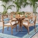 preview thumbnail 6 of 17, Llano Outdoor 5 Piece Acacia Wood Dining Set by Christopher Knight Home teak and crème