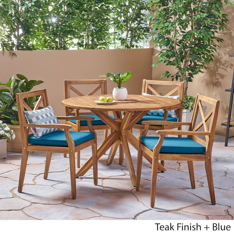 Llano Outdoor 5 Piece Acacia Wood Dining Set by Christopher Knight Home