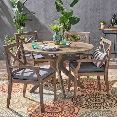 Llano Outdoor 5 Piece Acacia Wood Dining Set by Christopher Knight Home