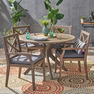 Llano Outdoor 5 Piece Acacia Wood Dining Set by Christopher Knight Home
