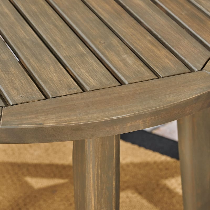 Stamford Outdoor 3 Piece Acacia Wood Bistro Set with Straight Legged Table by Christopher Knight Home