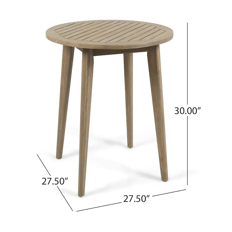 Stamford Outdoor 3 Piece Acacia Wood Bistro Set with Straight Legged Table by Christopher Knight Home