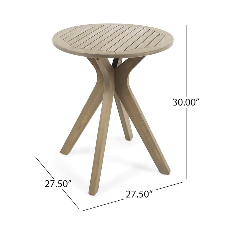 Stamford Outdoor 3 Piece Acacia Wood Bistro Set with Cross Legged Bistro Table by Christopher Knight Home