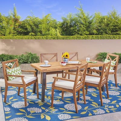 Juniper Outdoor 7 Piece Acacia Wood Dining Set by Christopher Knight Home