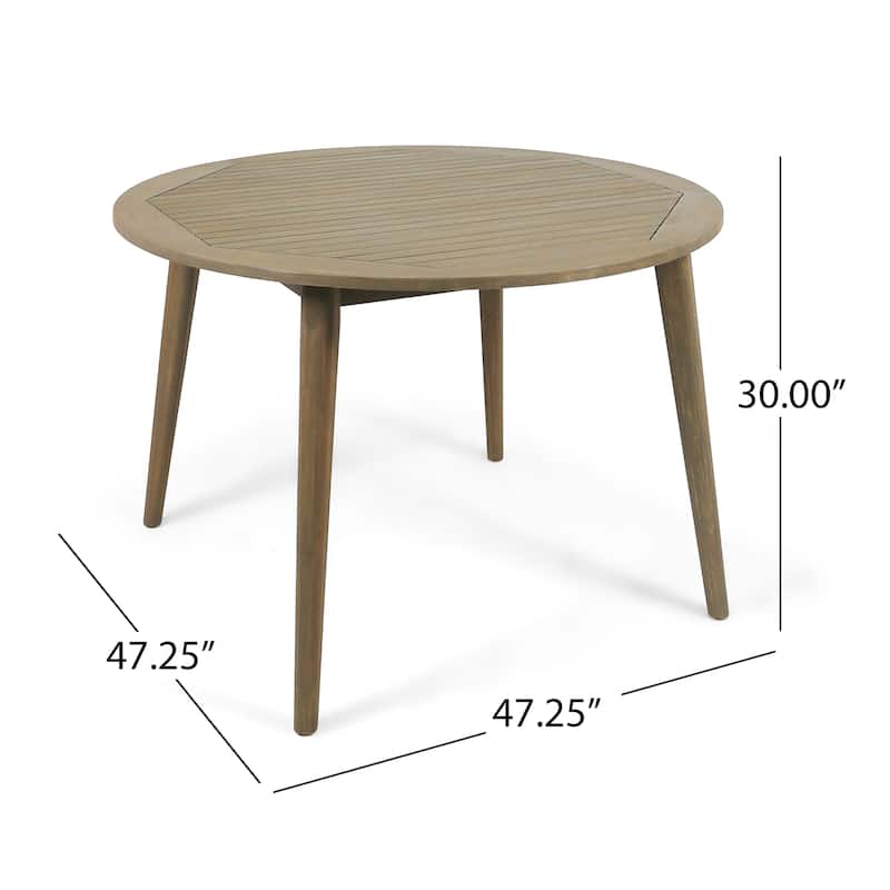 Stamford Outdoor 5 Piece Acacia Wood Dining Set with Straight Legged Dining Table by Christopher Knight Home