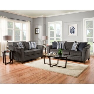 Simmons Upholstery Albany Slate Sofa and Loveseat Set - Bed Bath ...