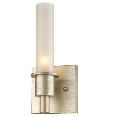 Kuhn 1-Light Washed Gold Sconce with Etched Glass Shade