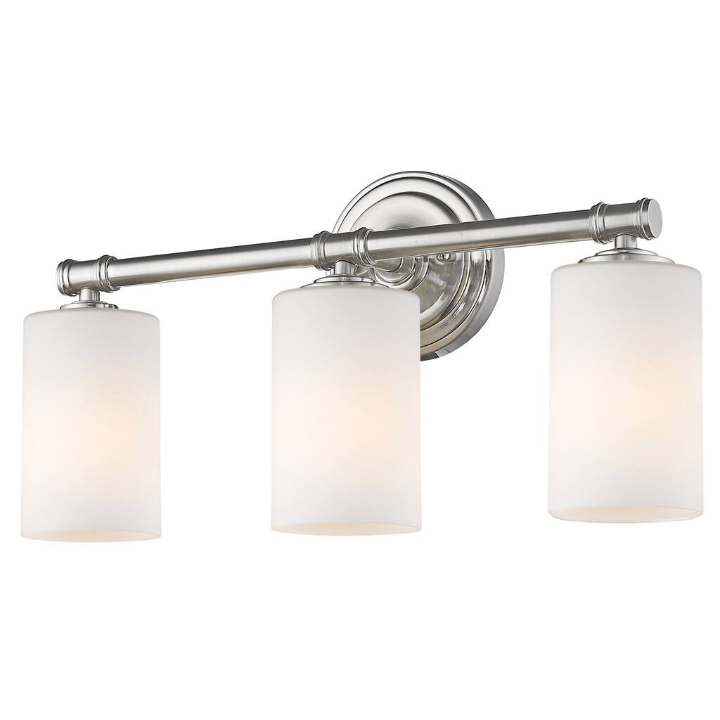 Anderson 3-Light Brushed Nickel Bath Bar with Opal Glass Shades