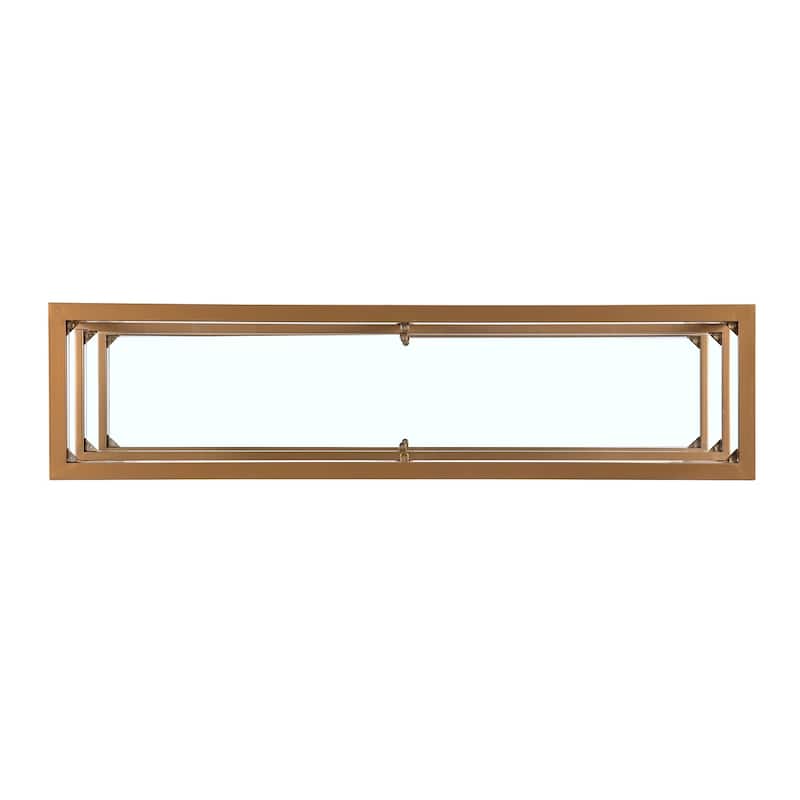 SEI Furniture Jensen Narrow Metal Console Table w/ Glass Shelves - Gold