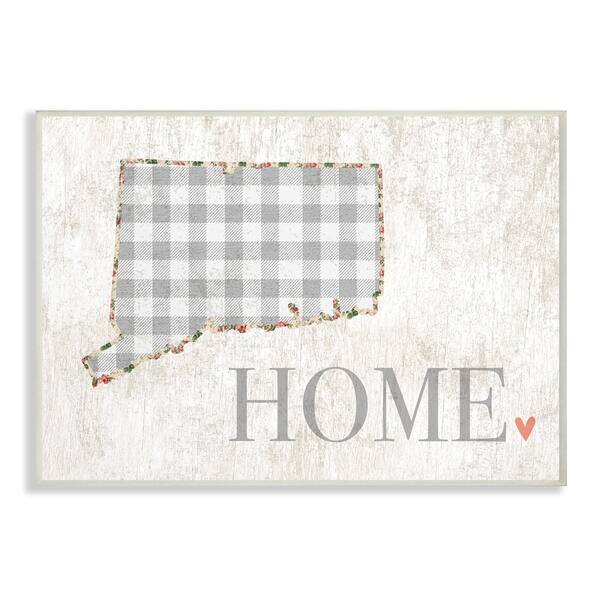 Shop The Stupell Home Decor Collection Connecticut Grey Gingham And Floral Heart And Home Wall Plaque 10 X 0 5 X 15 Made In Usa Overstock 22365342
