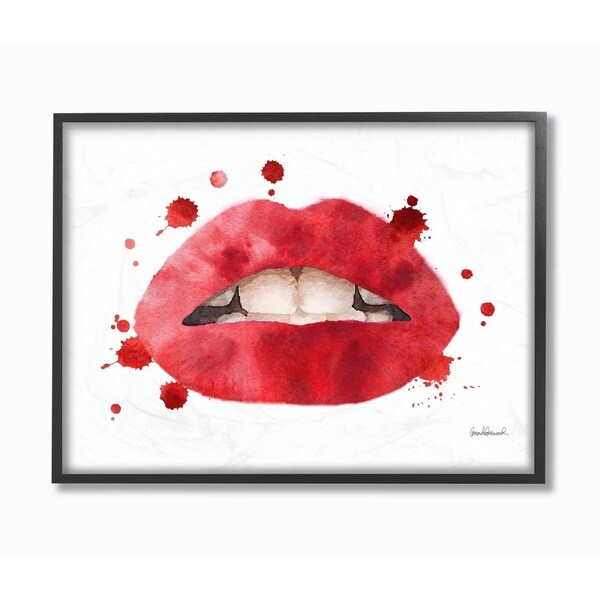 The Stupell Home Decor Collection Red Lips Watercolor Splash, Framed Giclee, 16 x 1.5 x 20, Made in USA - Multi-color