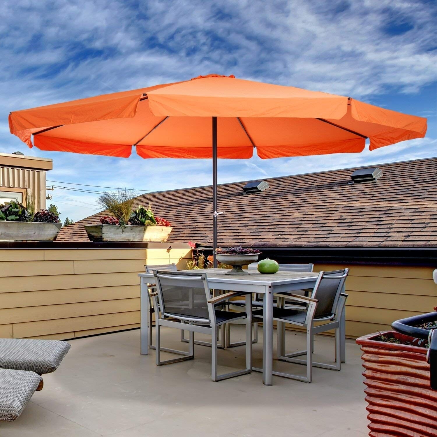 Shop Black Friday Deals On Outsunny 16 Oversize Aluminum Outdoor Patio Umbrella With Cross Base Orange Overstock 22365886