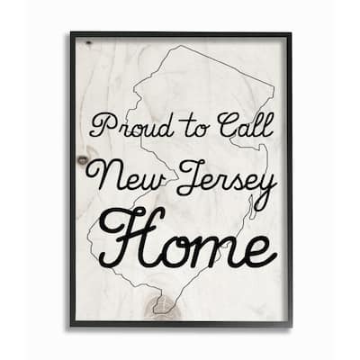 Stupell Wood Texture Proud to Call NJ Home, Framed Giclee, 16 x 1.5 x 20, Made in USA - Multi-color