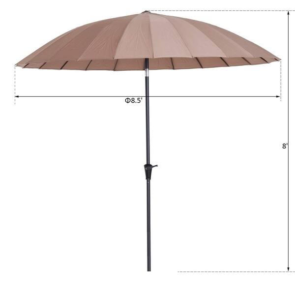 Shop Outsunny 8 5 Aluminum Outdoor Patio Umbrella 24 Ribs With Tilt And Crank Light Brown Overstock 22366055