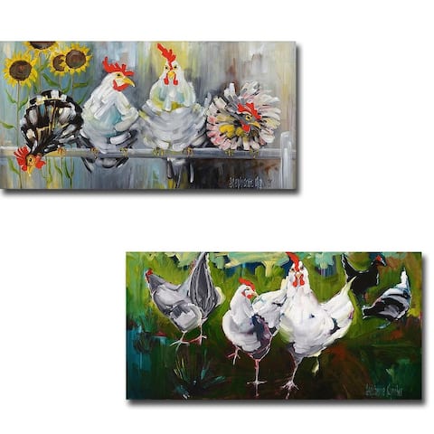 Ladies Who Lunch & What the Cluck by Stephanie Aguilar 2-piece Gallery Wrapped Canvas Giclee Art Set