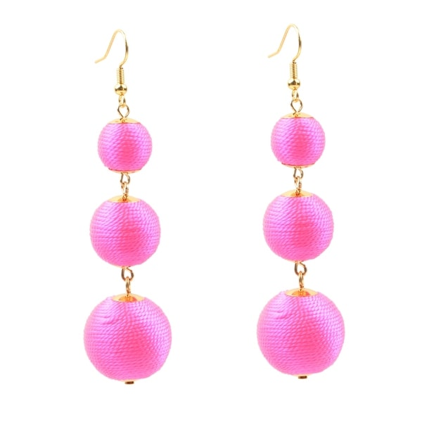 24k Gold Plated Hot Pink Bauble Drop Earring Free Shipping On 24k Gold Plated Hot Pink Bauble Drop Earring
