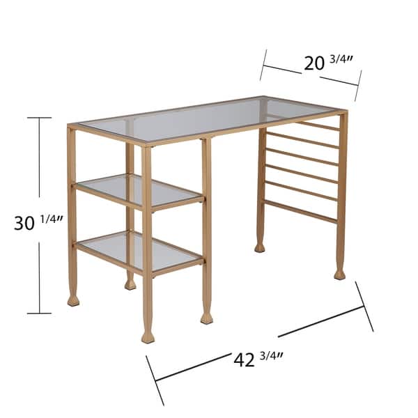 SEI Furniture Amelie Gold Metal/Glass Writing Desk