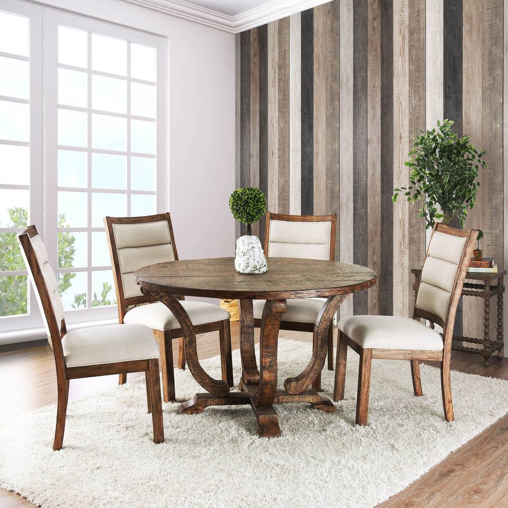 Furniture of America Fon Rustic 52-inch Solid Wood Round Dining Table ...