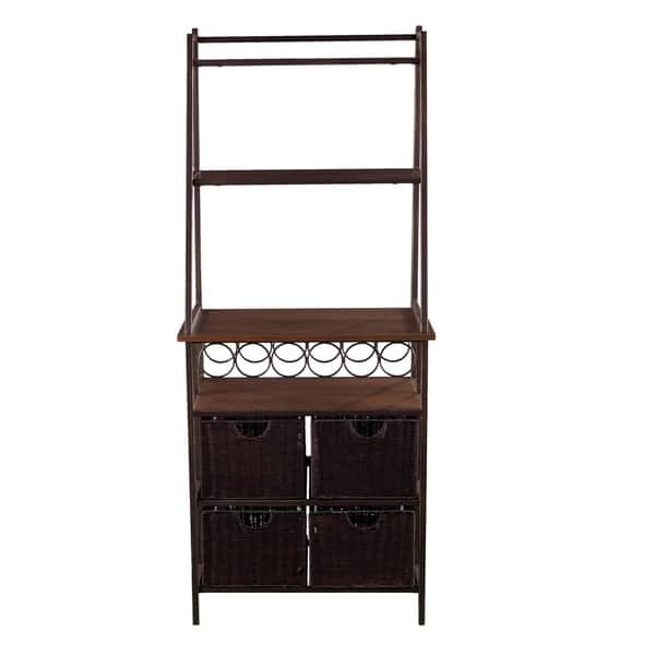 Archie Metal Bakers Rack W Wine Storage And Baskets On Archie Metal Bakers Rack W Wine