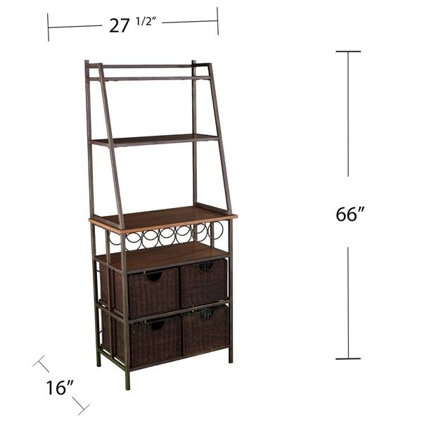 Archie Metal Bakers Rack W Wine Storage And Baskets On Archie Metal Bakers Rack W Wine