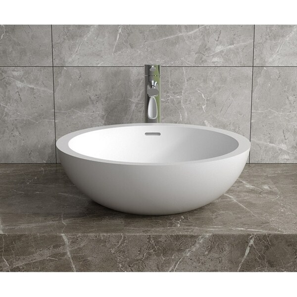 Shop 18"x18"Polystone Round Vessel Bathroom Sink in Glossy ...