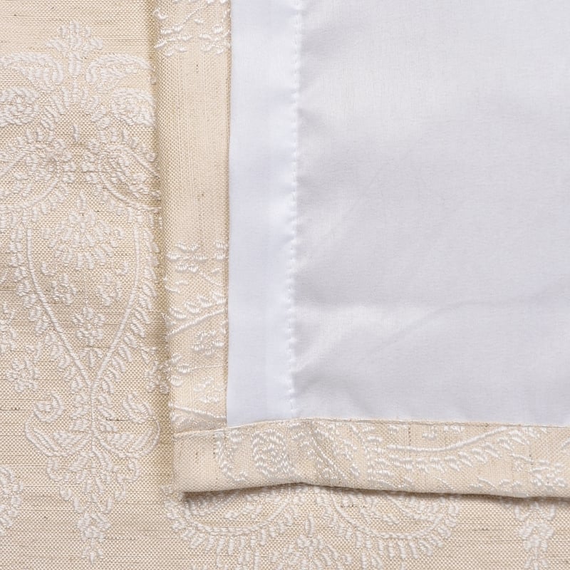 Lambrequin Boteh Cream/Grey Heavy Faux Jacquard Lined Curtain Panel