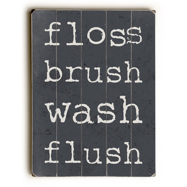 Floss Brush Wash Flush - Gray Planked Wood Wall Decor by OBC