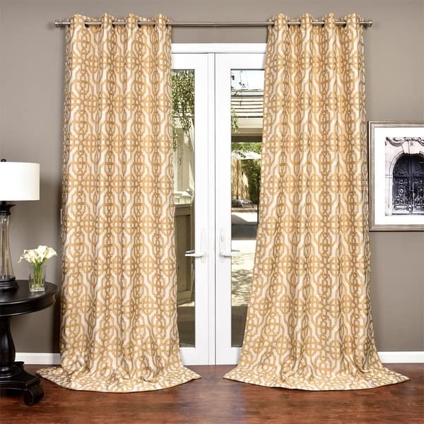 slide 1 of 7, Lambrequin Gala Crushed Faux Jacquard Lined Curtain Panel