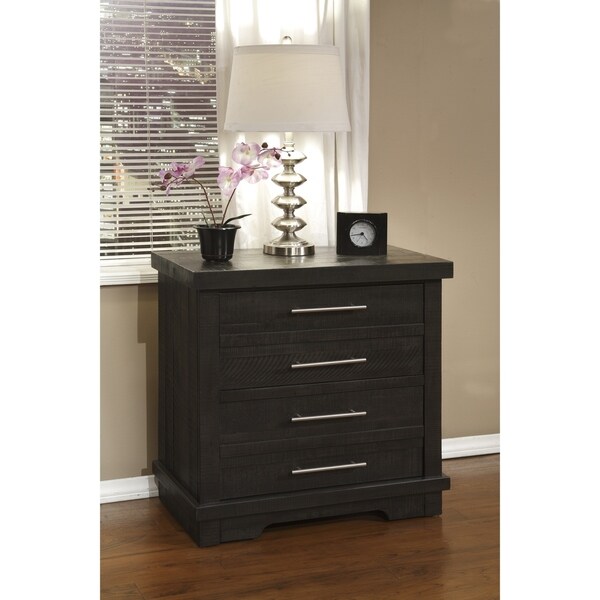 Waterfront Solid Wood 2 Drawer Nightstand, Grey