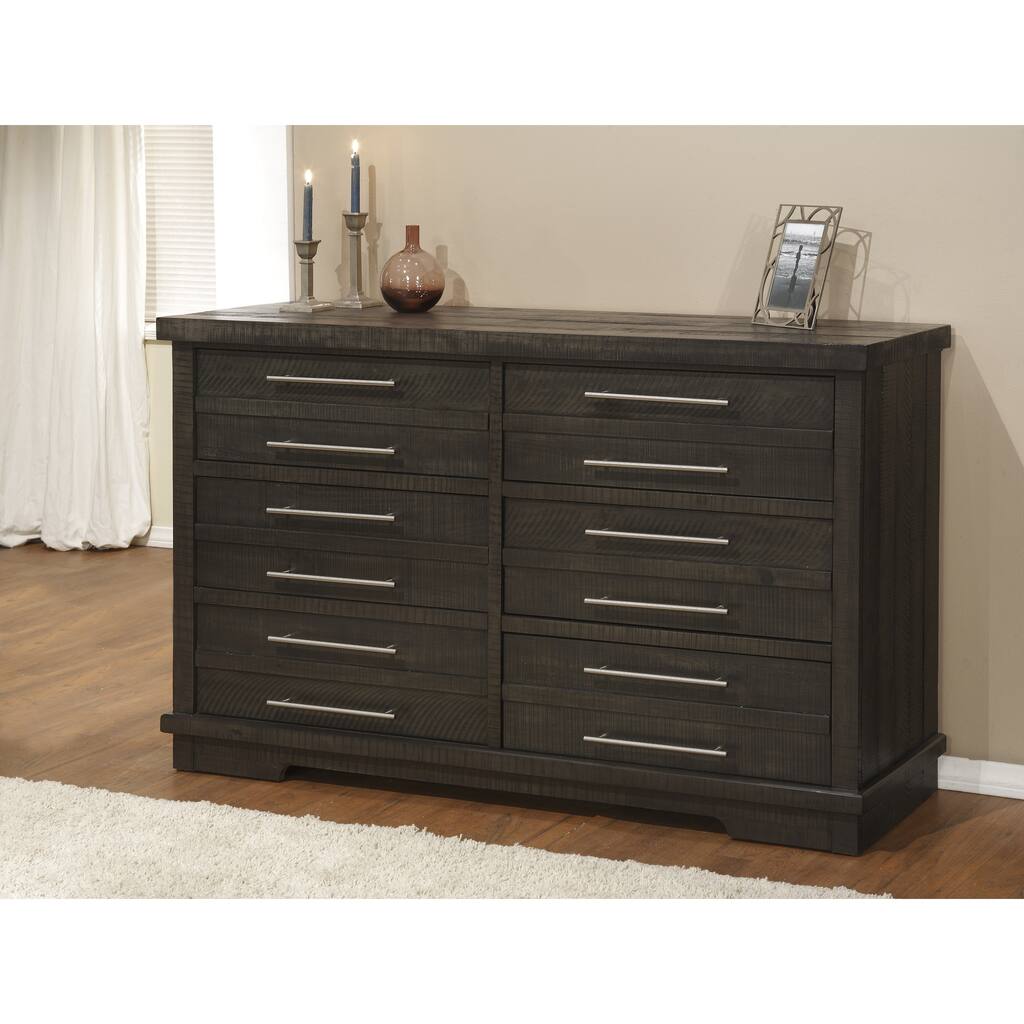 Waterfront Solid Wood 6 Drawer Dresser, Grey
