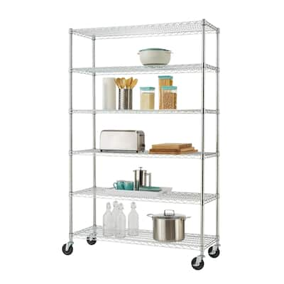 TRINITY BASICS® EcoStorage® 6-Tier 48x18x72 Chrome Wire Shelving w/ Wheels, NSF