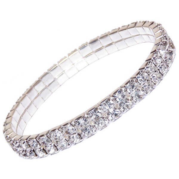 Silver Crystal Tennis Women's Double Tier Rhinestone Bracelet ... Silver Crystal Tennis Women's Double Tier Rhinestone Bracelet ...