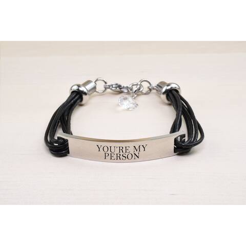 Genuine Leather ID Bracelet with Crystals from Swarovski - YOU'RE MY PERSON