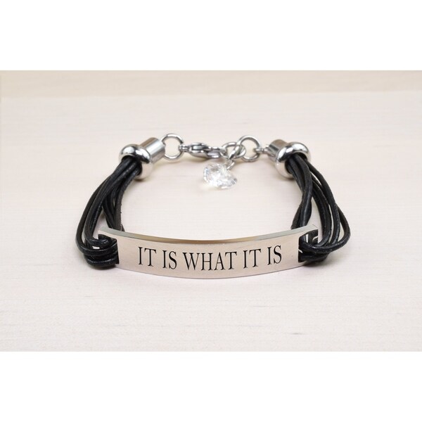 Genuine Leather Id Bracelet With Crystals From Swarovski It Genuine Leather Id Bracelet With Crystals From Swarovski It Is What