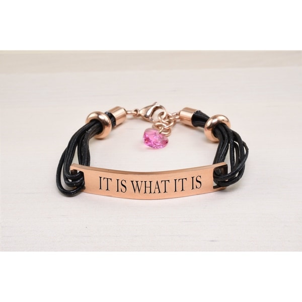 Genuine Leather Id Bracelet With Crystals From Swarovski It Genuine Leather Id Bracelet With Crystals From Swarovski It Is What
