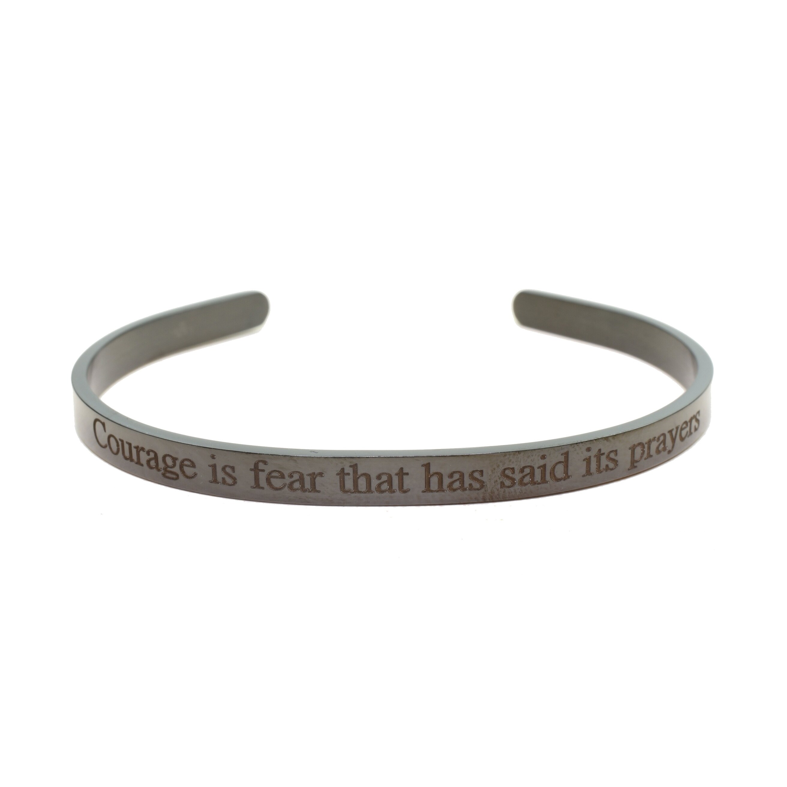 Black Pink Box Solid Stainless Steel Inspirational Cuff Courage is Fear Black Pink Box Solid Stainless Steel Inspirational Cuff Courage is Fear