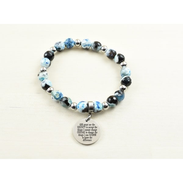 Genuine Agate Inspirational Bracelet Blue Serenity Prayer Free Genuine Agate Inspirational Bracelet Blue Serenity Prayer