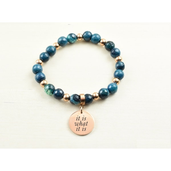 Genuine Agate Inspirational Bracelet Navy It Is What Genuine Agate Inspirational Bracelet Navy It Is What