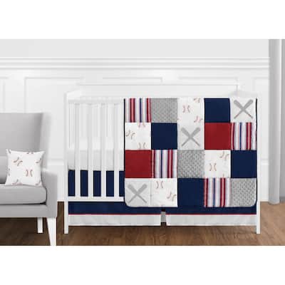 Sweet Jojo Designs Red, White and Blue Baseball Patch Sports Collection Boy 11-piece Crib Bedding Set