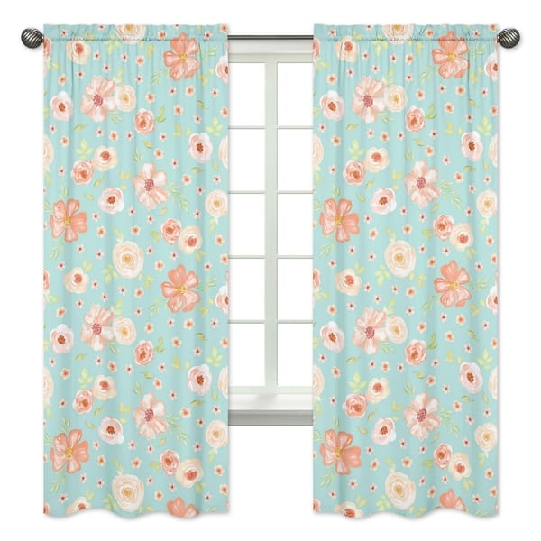 Sweet Jojo Designs Turquoise and Peach Watercolor Floral Collection 84 ...