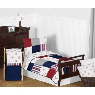 Sweet Jojo Designs Red, White and Blue Baseball Patch Sports Collection Boy 5-piece Toddler-size Comforter Set