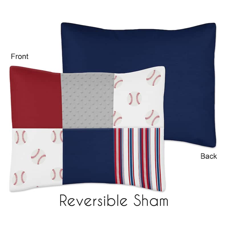Sweet Jojo Designs Red, White and Blue Baseball Patch Sports Collection Boy 5-piece Toddler-size Comforter Set