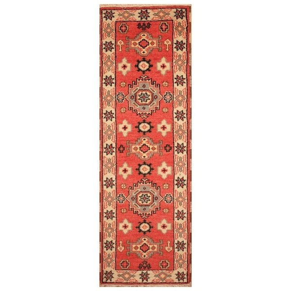 Handmade Kazak Wool Runner (India) - 2'3 x 6'8